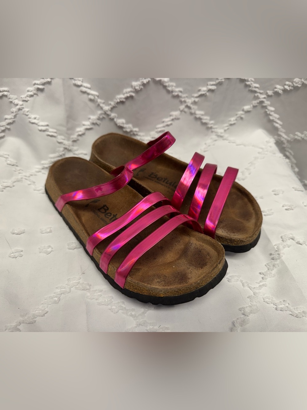 Betula by Birkenstock Metallic
Pink Y2K Stripes Sandals Size 36